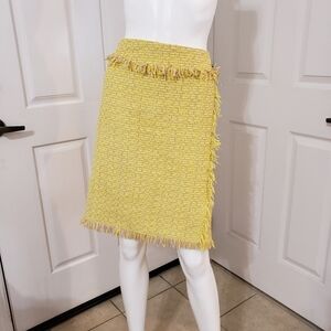 Rena Lange Yellow Fringe Pencil Skirt